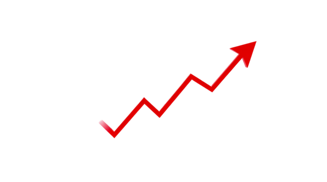 Photo of red upward arrow graph isolated on transparent background.png