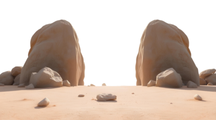 Photo of massive boulders in a dry desert isolated on transparent background.png