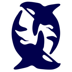 illustration of two Dolphins. Tattoo sketch. print and t-shirt design. vector illustration