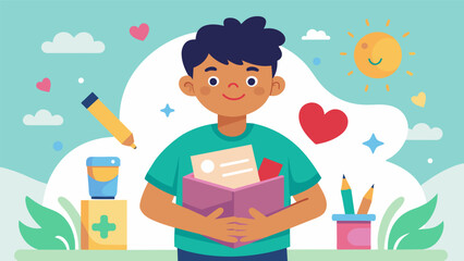A local artist donates their own gently used supplies knowing firsthand the impact that art can have on a childs development and selfesteem.. Vector illustration