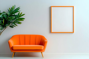 Orange Sofa and Blank Frame Illustration