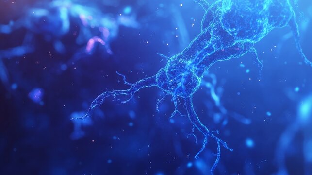 Glowing neuron connections illustration digital art sci-fi environment close-up viewpoint radiant concept
