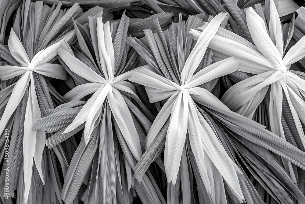 Poster abstract monochrome composition of stylized flora in linear patterns