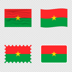Burkina Faso national flag in four different styles.