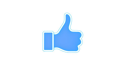 Photo of blue neon thumbs-up like button isolated on transparent background.png