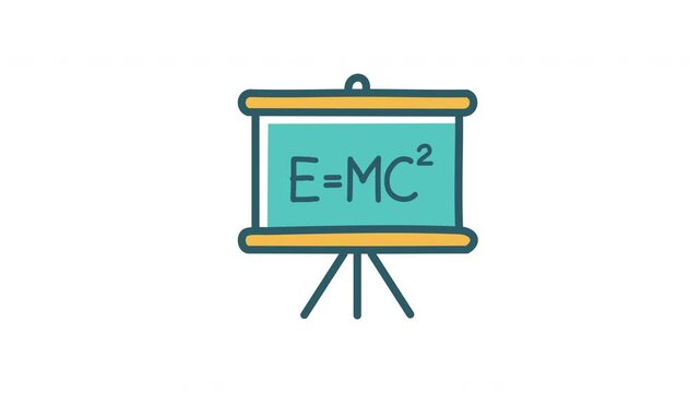 E=Mc2 animation concept icon. 4K motion animation.