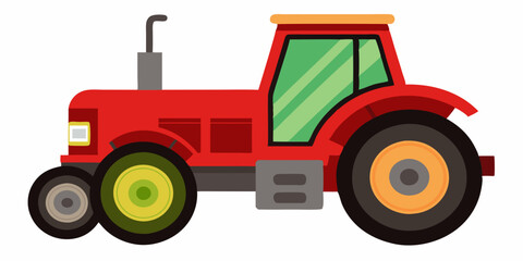 A vibrant red farm tractor with large wheels ideal for agricultural work and rural landscapes