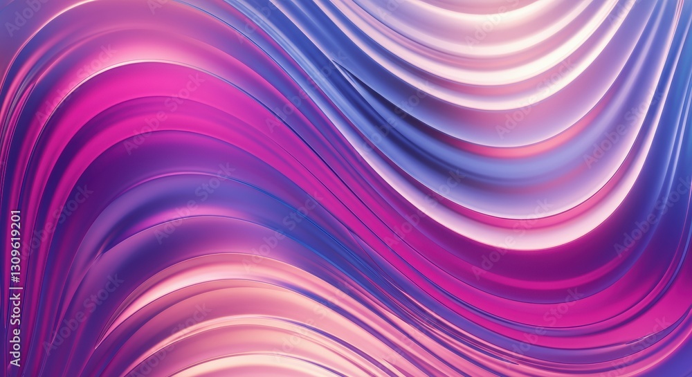 Poster abstract waves in vibrant pink and purple tones creating a dynamic flow