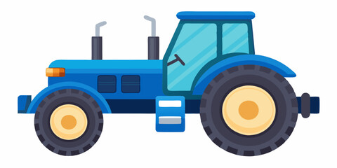 A Vibrant Blue Farm Tractor Ready for Field Work Agricultural Vehicle Illustration