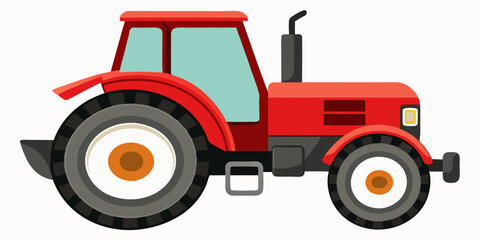 A vibrant red farm tractor with large wheels and a detailed design