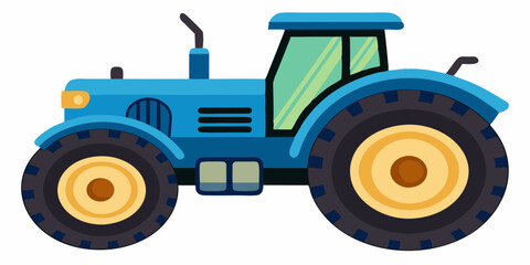 A vibrant blue farm tractor with large wheels perfect for agricultural work and rural landscapes