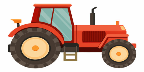 A vibrant red farm tractor with large tires perfect for agricultural work