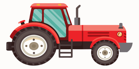 A vibrant red farm tractor with large tires perfect for fieldwork