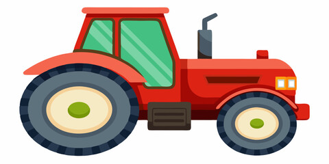 A vibrant red farm tractor illustration a powerful machine for agriculture