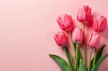 3D tulips, pattern of red tulips, place for text, flowers background
