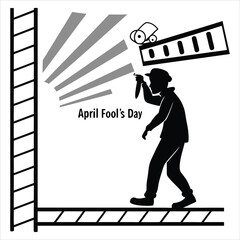 silhouette april fool day on white background