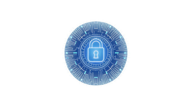 blue digital padlock security concept on white clip art preview