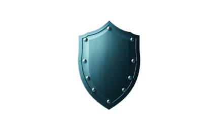Photo of blank metal shield isolated on transparent background.png