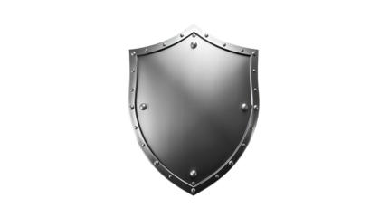 Photo of blank metal shield isolated on transparent background.png