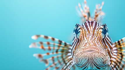Vibrant Lionfish Swimming Elegantly in Clear Ocean Water