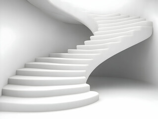 Obraz premium Curved White Staircase 3D Illustration