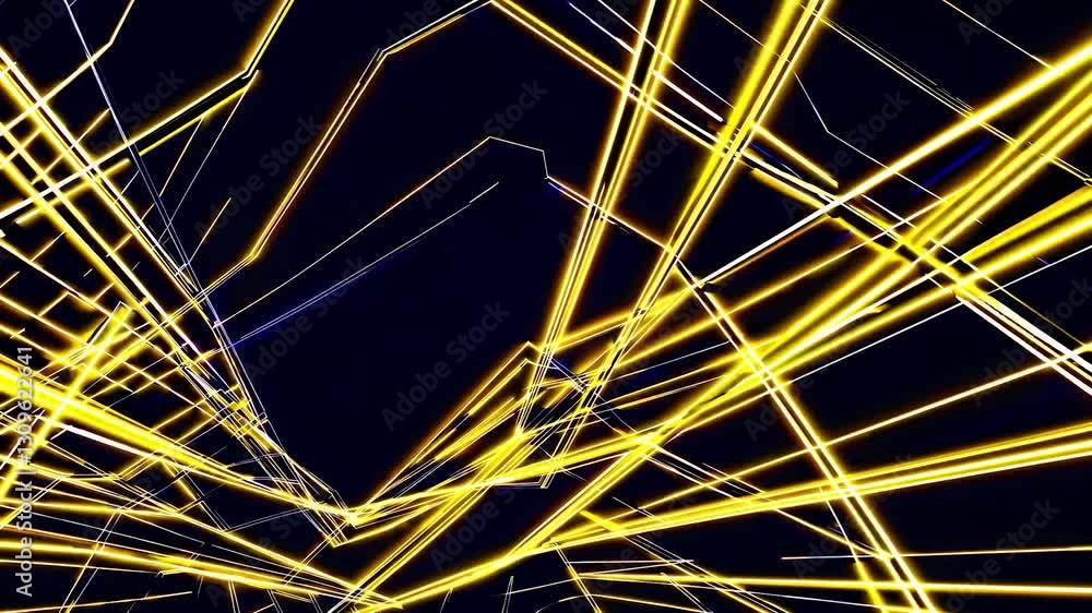 Poster golden light trails converging in a captivating perspective composition against a dark backdrop, cre