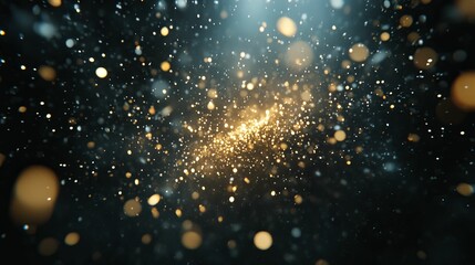 Obraz premium Golden Particles Floating In Dark Space