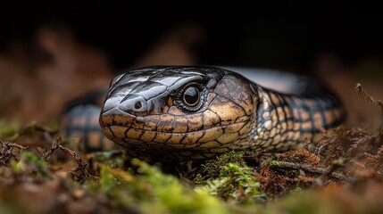 Fototapeta premium Close-Up of a Scaly Snake with Intricate Patterns in Nature