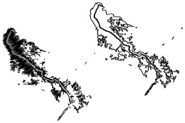 Plaquemines County, Louisiana (U.S. county, United States of America, USA, U.S., US) map vector illustration, scribble sketch Plaquemines Parish map