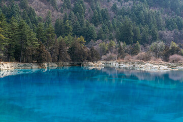 Sleeping Dragon Lake in Jiuzhaigou locate in Sichuan Province, China, is a UNESCO world natural and...