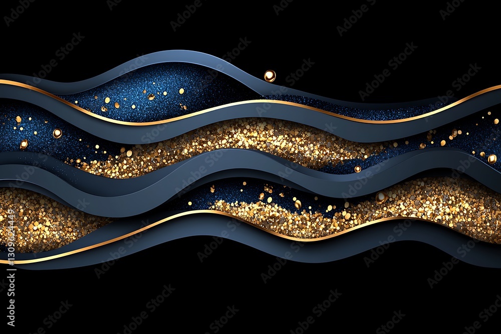 Poster elegant flowing layers with a combination of glitter effect backdrop