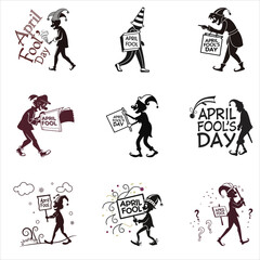 silhouette april fool day on white background