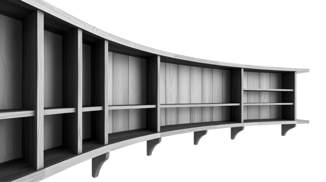 Photo of black and white wooden shelves isolated on transparent background.png