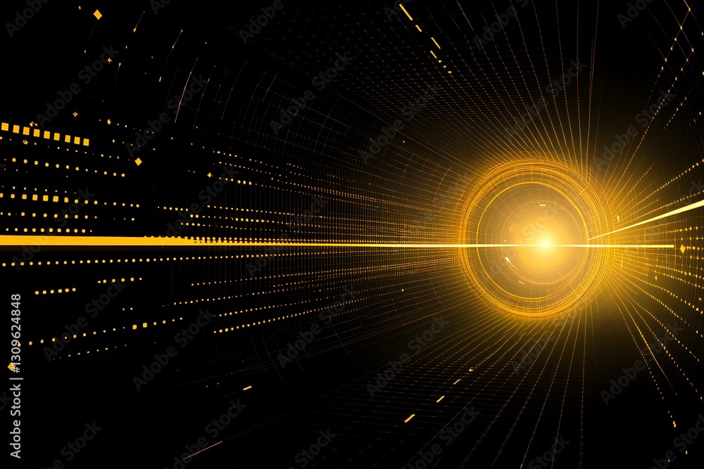 Aufkleber energetic glowing circle with data stream on a dark digital background