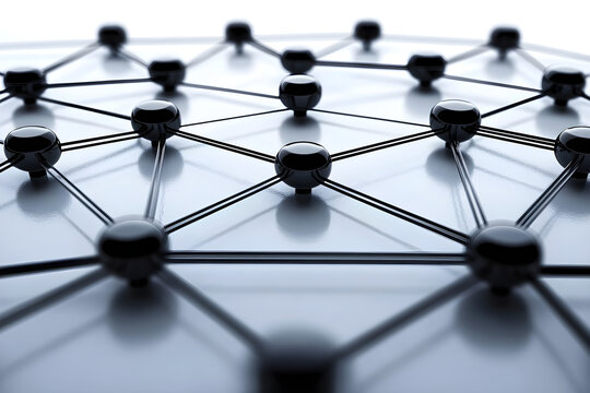 Black nodes and connecting lines form an intricate network representing a digital structure during a conceptual design process