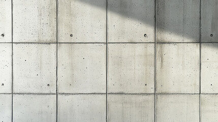 A smooth concrete wall with a grid pattern and soft shadows, creating a minimalistic and modern aesthetic.