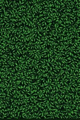 a green leafy background with a black background