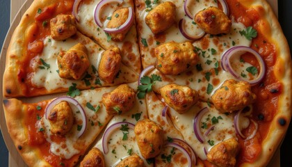  Spicy Chicken and Onion Pizza with Drizzled Cream