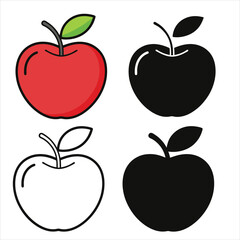 set vector illustration outline apple silhouettes