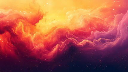 Abstract Cosmic Nebula Swirling Colors And Stars