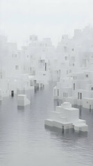 Submerged City 3D Illustration