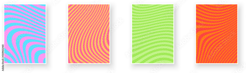 Aufkleber vector illustration of four abstract wavy pattern backgrounds in bold and pastel colors, creating a 