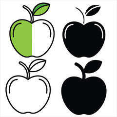 set vector illustration outline apple silhouettes
