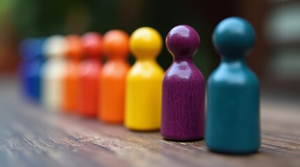Diversity Lineup: A vibrant display of diverse figures in a neat line, representing unity, inclusion, and a spectrum of people
