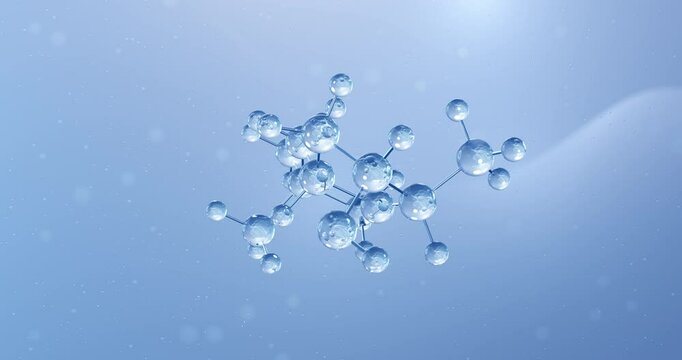 Muscarine rotating molecular structure, 3d model of alkaloid