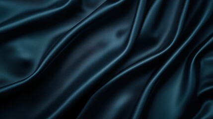 Fototapeta premium Luxurious dark blue silk fabric texture, smooth, elegant background for design and photography