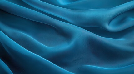 Fototapeta premium Luxurious blue silk fabric, smooth texture background for elegant designs smooth
