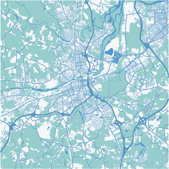 Map of Petersburg in Virginia in a professional blue style. Contains layered vector with roads water, parks, etc.