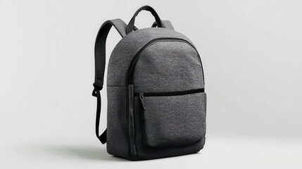 Naklejka premium sleek gray backpack with minimalist design, featuring multiple compartments and adjustable straps