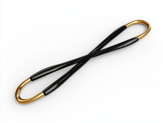 sleek black and gold hair accessory with twisted design on white background